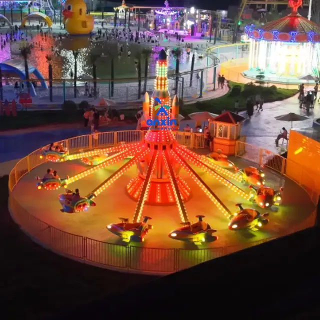 Commercial Self-Control Airplane | 12-Arm Design with LED Lights | High-Capacity Amusement Attraction