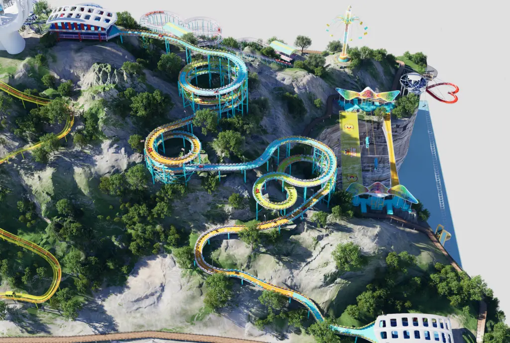 Renderings of amusement facilities in mountainous scenic areas