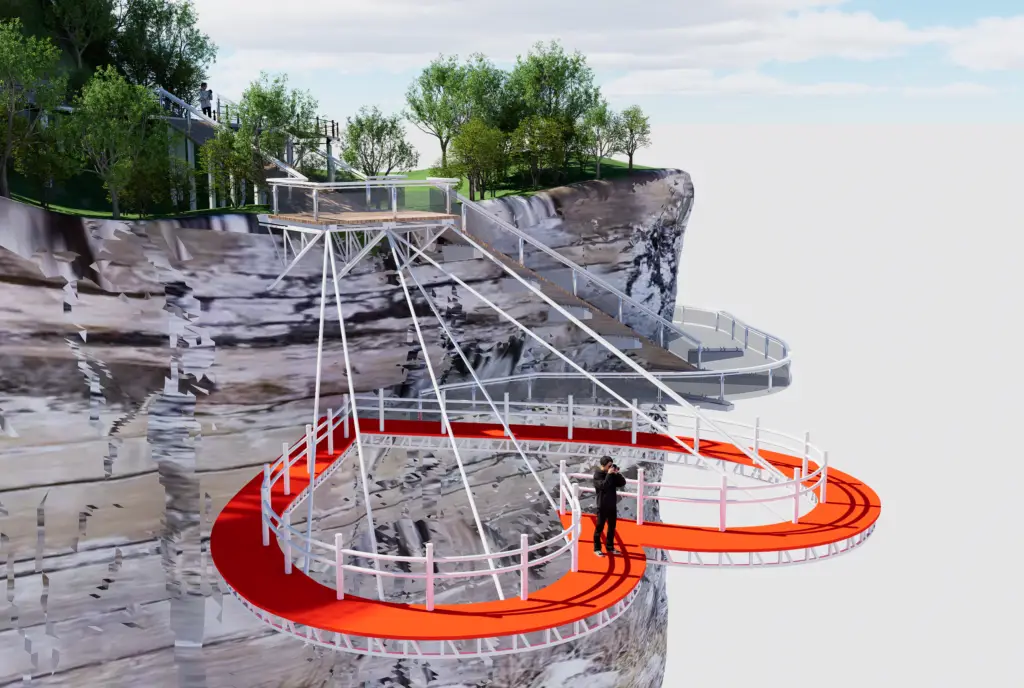 Renderings of amusement facilities in mountainous scenic areas