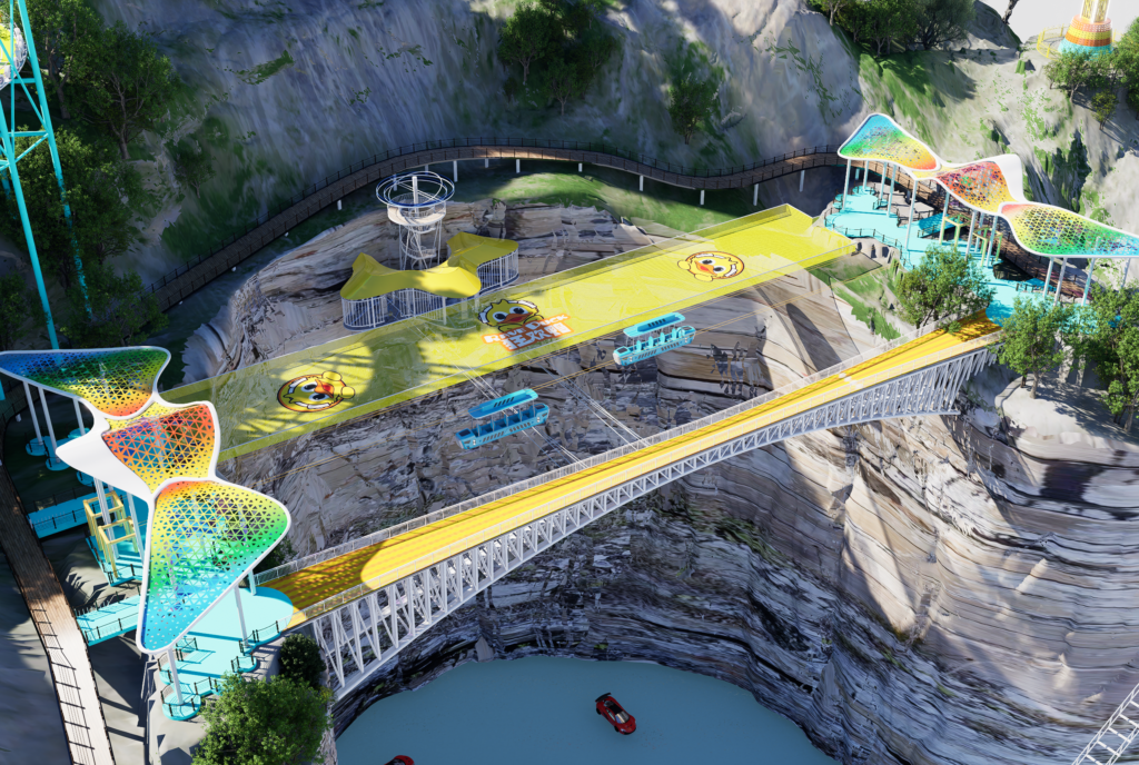 Renderings of amusement facilities in mountainous scenic areas