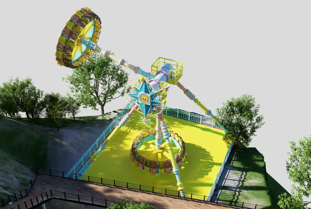 Renderings of amusement facilities in mountainous scenic areas