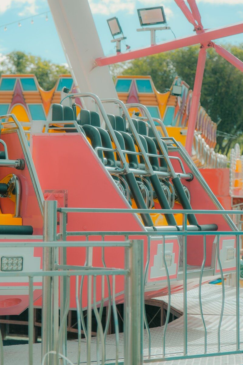 Amusement park ride with empty seats