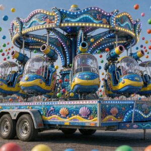 30-seat trailer-mounted ball shooting car carnival ride with foam balls