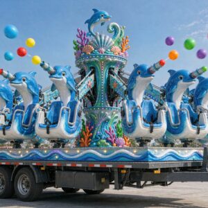 36-seat trailer-mounted dolphin ball shooting ride with ocean theme