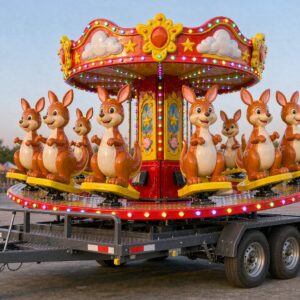Trailer-mounted kangaroo jumping amusement ride for kids
